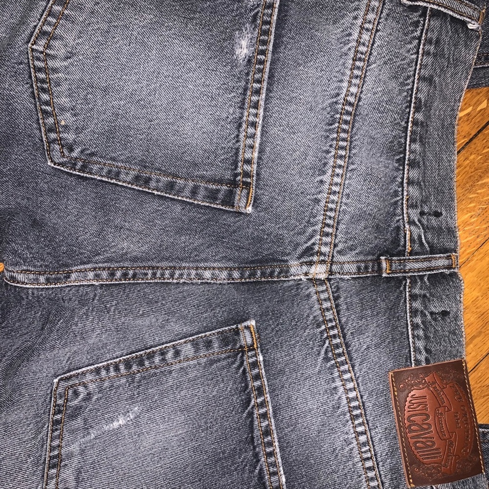JUST CAVALLI BLACK DISTRESSED JEANS